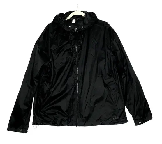 REI Groundbraker Rain Hoodie Jacket Women XL Black Outdoor Street Grunge Travel