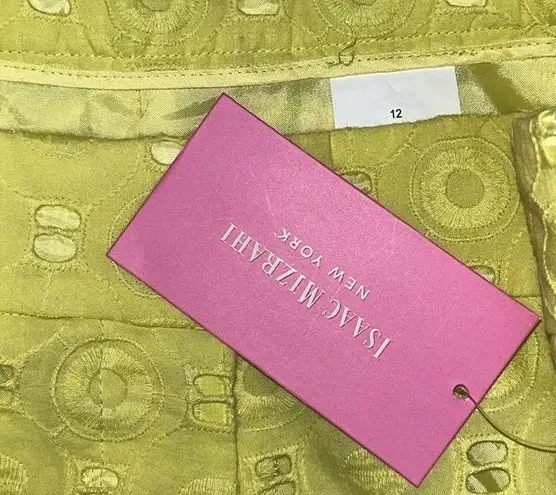 Isaac Mizrahi New York NWT Size 12 Citron Yellow Eyelet South Hampton Crop Pants