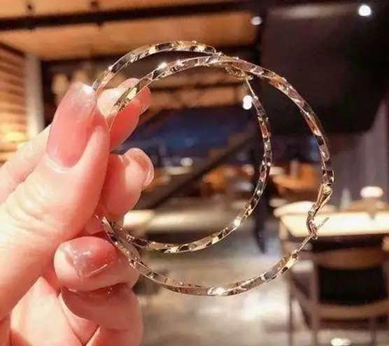 18K Gold Plated Twist Gold Hoop Earrings for Women