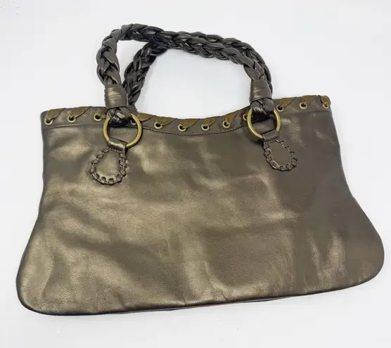 via spiga Vintage Copper Leather Braided Handle Handbag