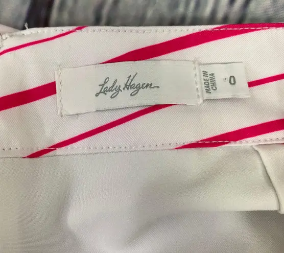 Lady Hagen NWOT Striped Mini Golf Skort Skirt 0 Hot Pink Black Blue