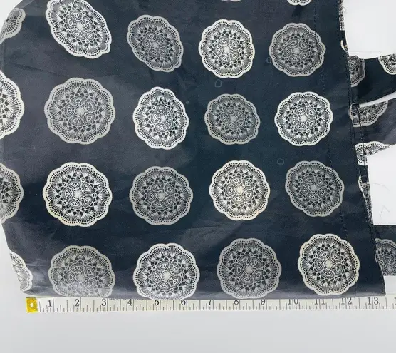 Sachi Shop Pack & Go Black and Grey / Gray Medallion Mandala Nylon Tote