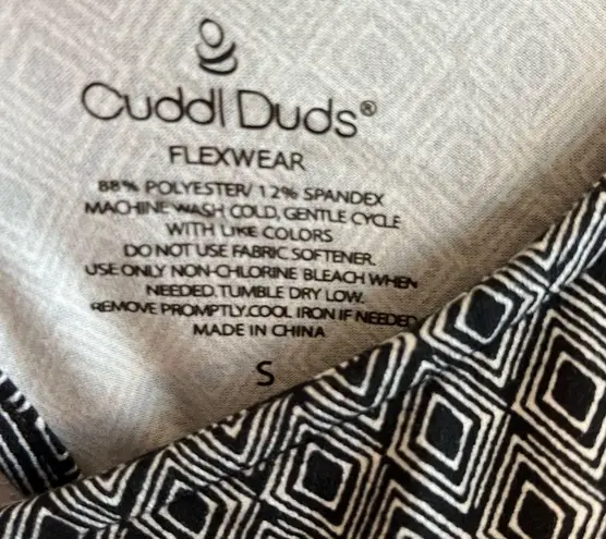 Cuddl Duds Dress Black & White Flexwear Rainbow Hem Lounge Wear Sz S GUC