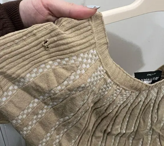 Emporio Armani Brown Bi-Color Ribbed Top Size 38 IT / 0 US $575