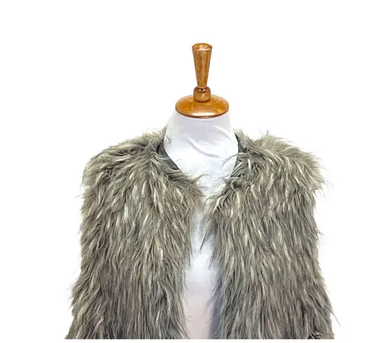 matty m Women’s Vest Faux Fur Sleeveless Open Vest Tan Size XS