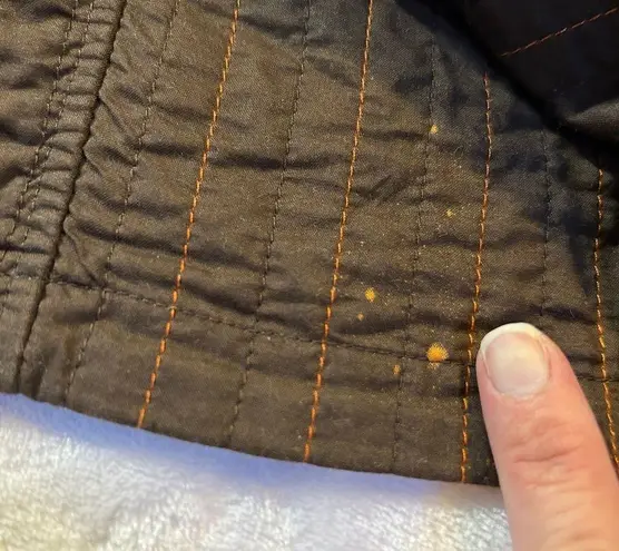 Reversible Autumn Fall Foliage Colors Button Front Quilted Jacket Size XL Brown