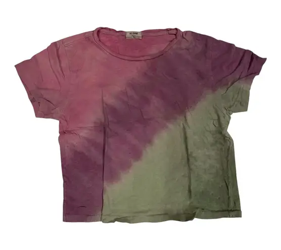 RE/DONE Tee T-Shirt Tie Dye Crop Cotton Crewneck Medium Ombré Purple Green