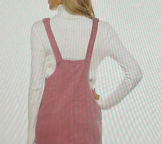 Pink Corduroy Overall Bib Pinafore Suspender Dress, size S