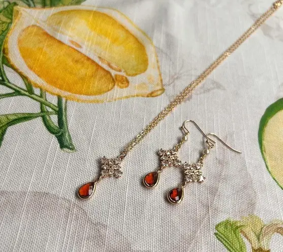 Set Brown Topaz Smoky Quartz Glass Western Style Diamond Shape Pearl Casual