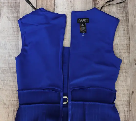 Enfocus Studio NWT s Bodycon Blue Textured Belted Wedding Party Dress sz 6