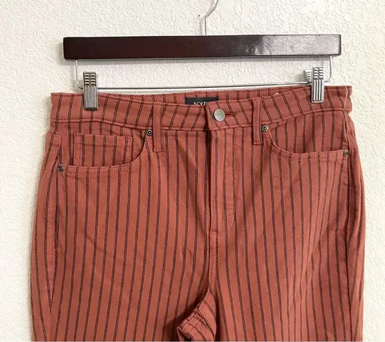 NYDJ Womens Pants Rust Orange Pinstripe Cropped Flare Size 6