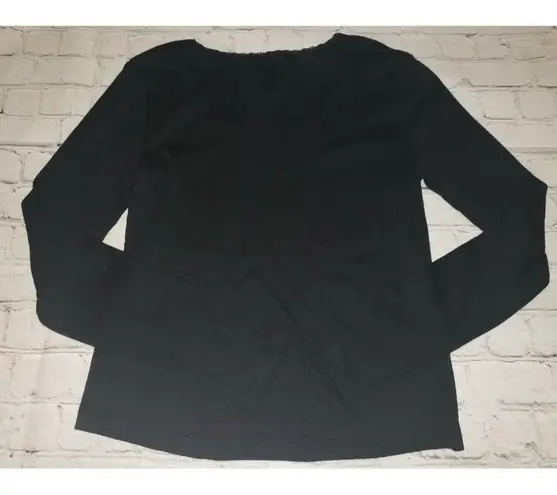 Wild Fable Nwt  Jrs Size Large Black With Lace Neckline Long-Sleeve Shirt