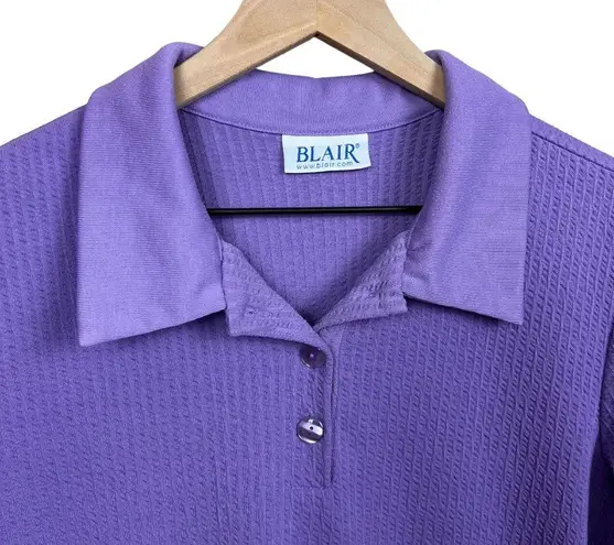 Blair Vintage Purple Collared Textured Henley S/M