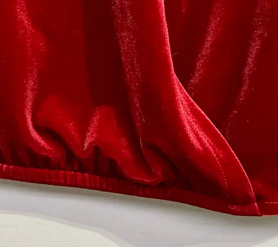 Wonderly Wine Red Velour Peasant Blouse V Neck Stretchy Comfort