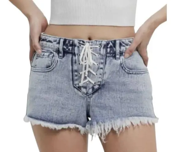 PacSun  Juniors 25 High Rise Festival Lace Up Raw Hem shorts SH 4300