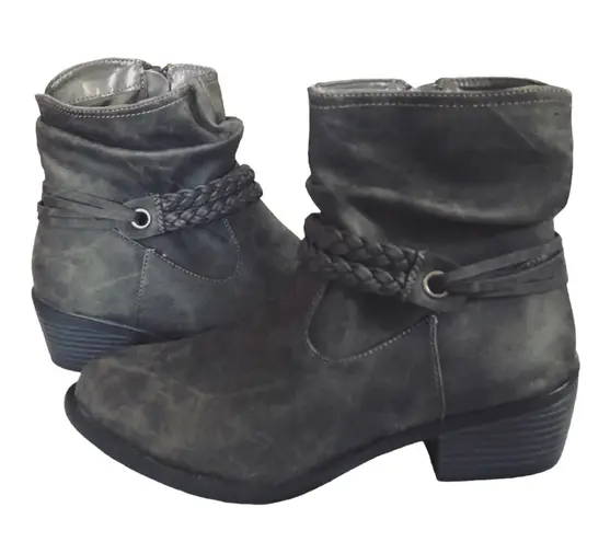 Easy Street Gray Braided Ankle Booties