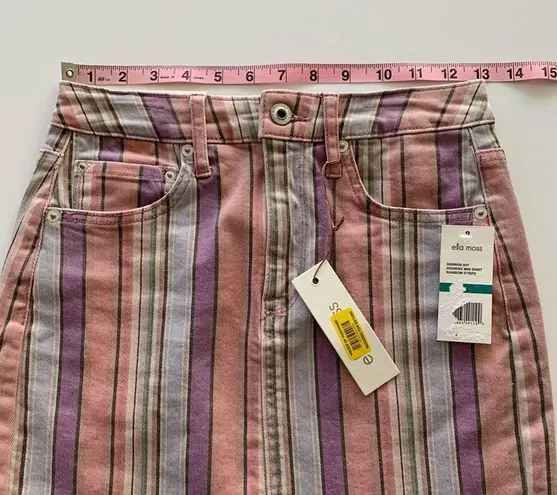 Ella Moss  | High Waist Denim Mini Skirt Rainbow Stripe Juniors 24