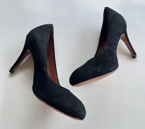 Corso Como Womens Pump Block Heels Black Suede Round Almond Toe Size 7.5 Comfort