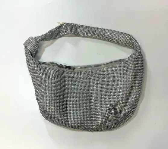 olga berg Polly Crystal Shoulder Bag in Silver