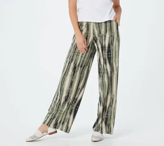 Denim & Co Petite Beach Pull-On Wide-Leg Pants A376430 Petite Medium Tie Dye NWT