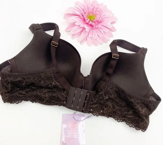 Savage X Fenty Floral Lace Push Up Balconette Bra: Chocolate Brown Sugar