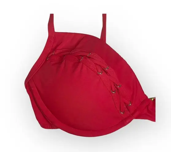 La Blanca ᯾ Whipstich Grommet Detailed Underwire Cup Bikini Top ᯾ Red ᯾ Large