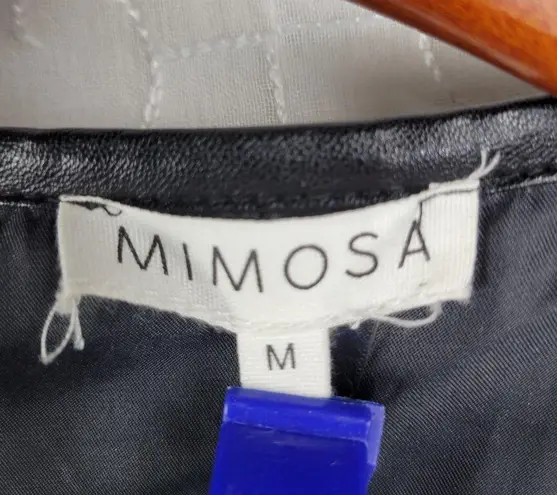 Mimosa Womens Jacket Size M Black PU Leather Quiltted Oversized Patch Pockets Size M