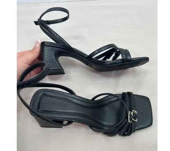 Open Edit Iliana Shoes Size 6M Black Block Heel Ankle Strap Square Toe Chic