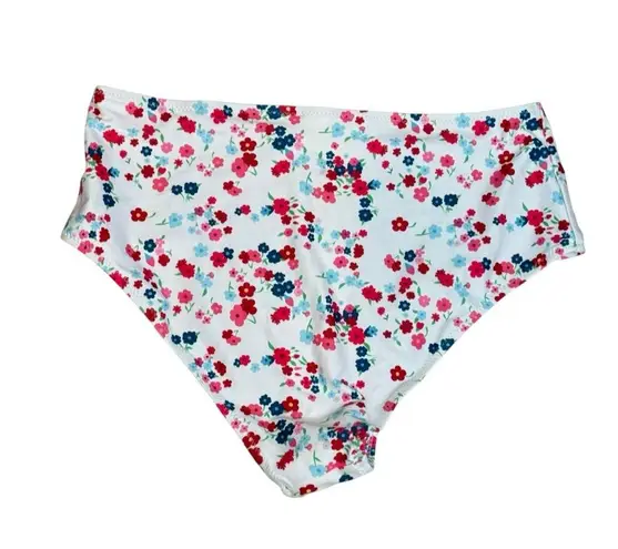 Beachsissi Swim Bikini Bottom Womens Size L White Floral Tropical Beach Vacation