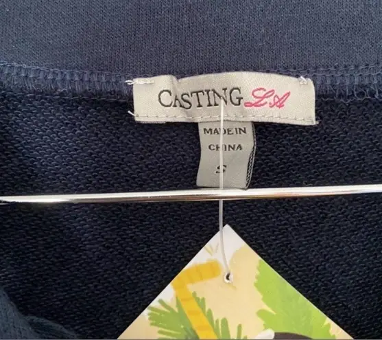 Boutique Navy Blue Lace Up V