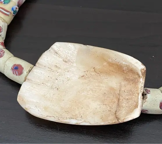 African Venetian Antique Bear Paw Evil Eye Millefiori Glass Trade Beads Necklace