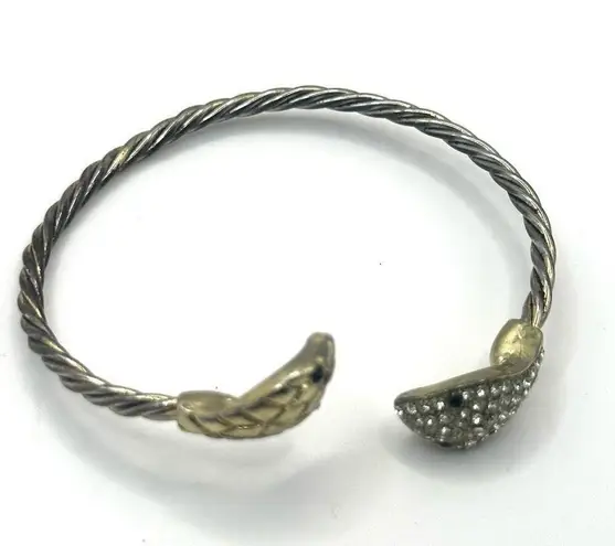 Snake head open bangle bracelet Silver