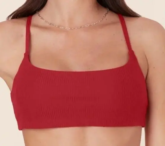 ANDIE x Mindy Bikini Set Maui Top Rib Swimsuit Flame Red size small NWT