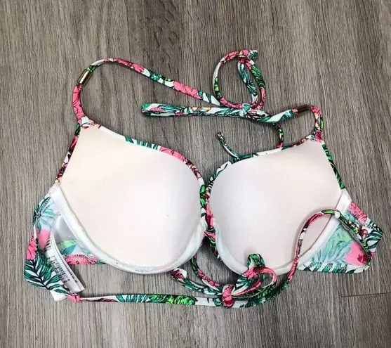 Topshop  Women's Pink Multi Floral Underwire Halter Tie Back Bikini Swim Top sz 6