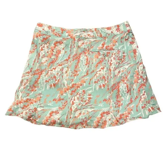 Lady Hagen  golf Skort w/ attached shorts, mint green orange print, women’s sz 10