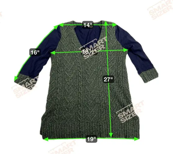 Pilcro and the Letterpress Dually Clad Wool Cable Knit Sweater Green/Navy Size L