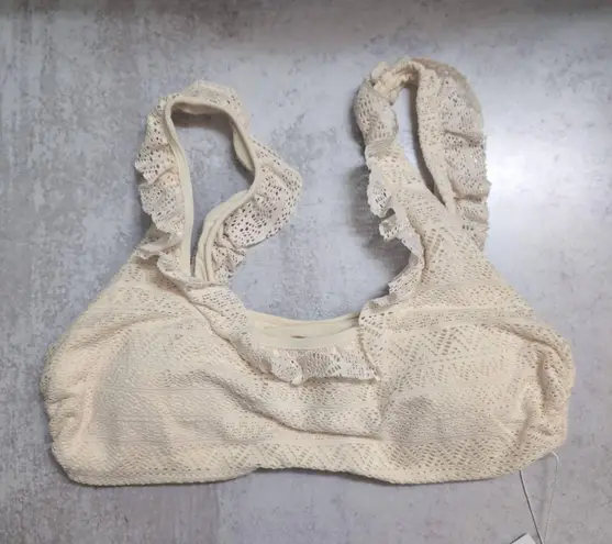 ANDIE NWT Hydra Top Vanilla (Cream / Off-white) Crochet Ruffle Bikini Swim M