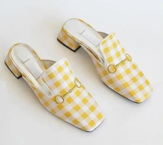 Suzanna Rae Vichy Mule Yellow Gingham Vamp Shoes 42 12