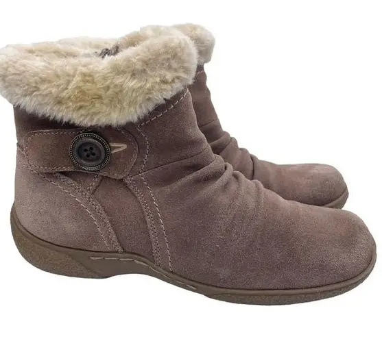 Baretraps faux fur leather tan winter ankle boots women Size 8 1/2