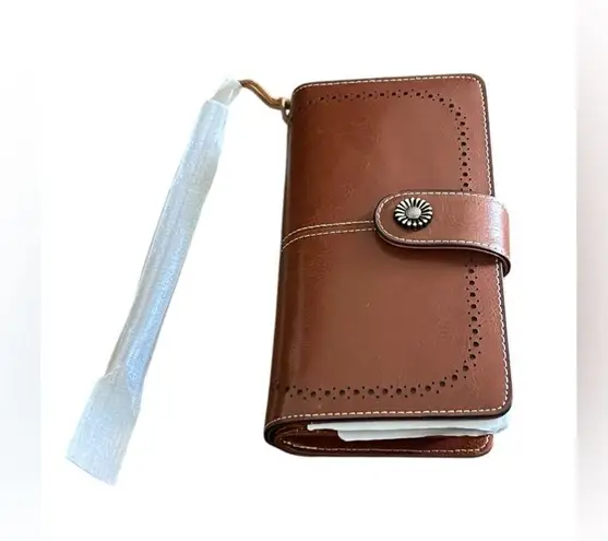 Brown imitation leather wallet RFID material
