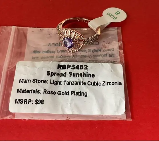 Bomb Party RBP5482 “Spread Sunshine” Light Tanzanite CZ on RoseGold Sz8 Ring NWT Size 8