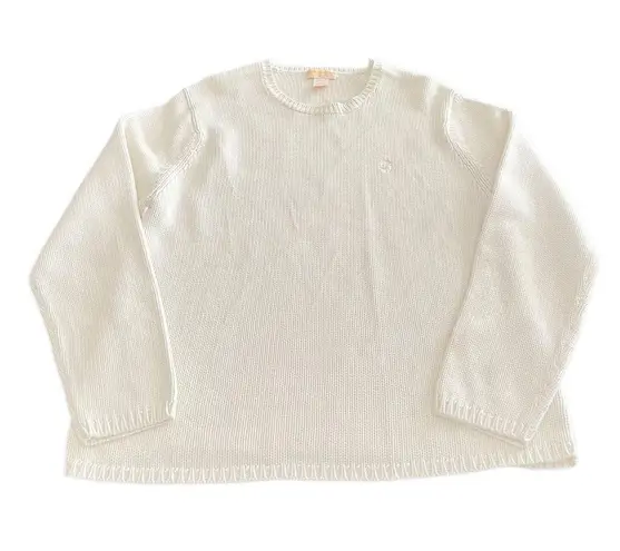 Brooks Brothers Sweater Womens XL White Long Sleeve Crew Neck Cable Knit
