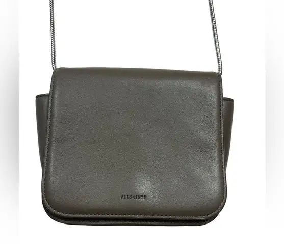 All Saints Arc Small Crossbody Purse in Mink Grey