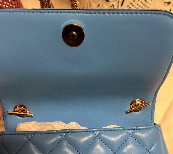 Versace  Quilted Lamb Leather Blue Small Shoulder Bag​