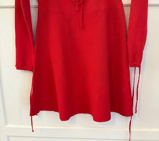 Rihoas Red Square Neck Sweater Mini Dress