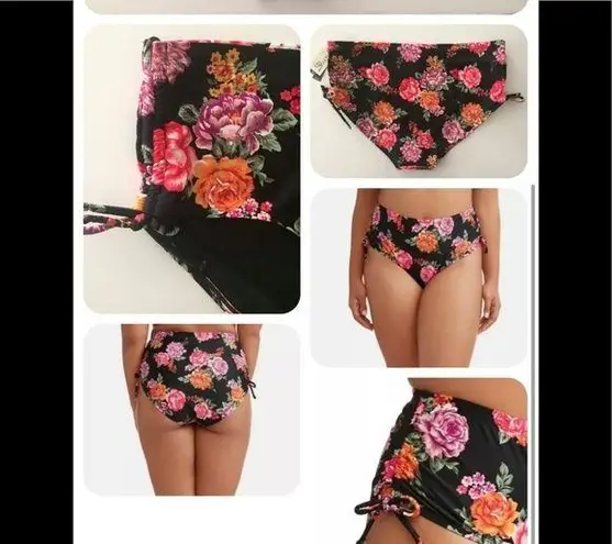 Terra & Sky Womens Bikini Bottoms Size 3X Multicolor Black Floral New