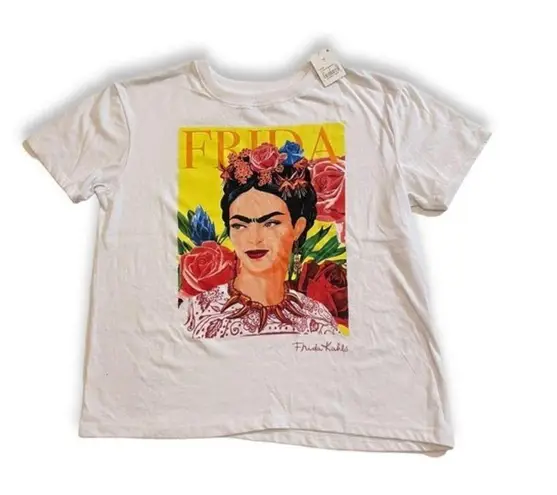 Jerry Leigh NWT White Frida Kahlo Floral Portrait Tee T-Shirt Top New Small Socialism Artist - Image 8