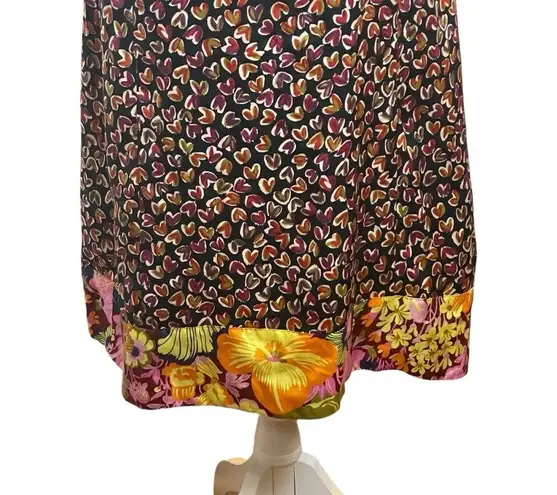 DEMA 100% Silk Hearts Floral Mixed Print Sleeveless Dress Large Party Valentines