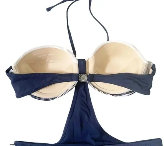 Balneaire Paris Beachwear Red White & Blue Nautical Monokini Size 12 Retro Pinup