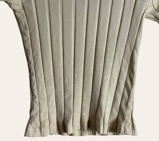 Monrow Flat Rib Asymmetric Ivory Long Sleeve Cut Out Top Size XS